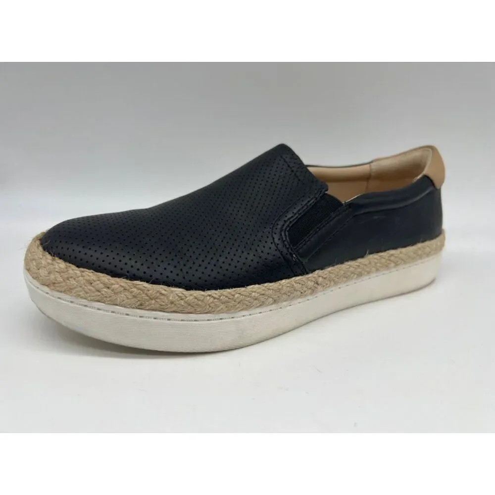 Dr. Scholl's Scout Jute Women Black Leather Perforated Slip-On Shoes Size 8.5M